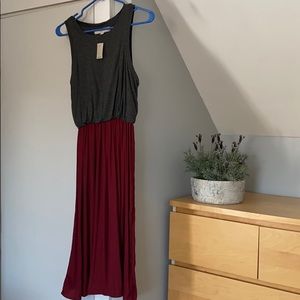 LOFT grey and burgundy dress